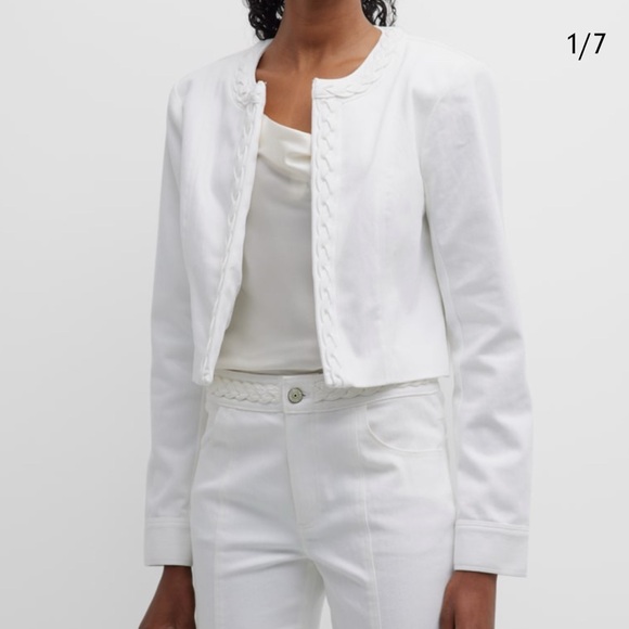 🆕 Cinq à Sept Ayala Braided Stretch Denim Crop Jacket - Picture 3 of 17